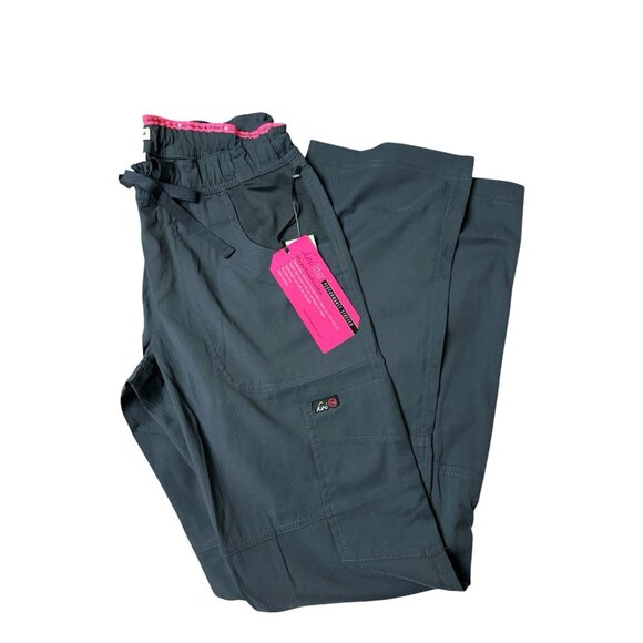 Koi Lite Scrub Pants Woman’s Peace Drawstring Charcoal Performance Stretch New - Picture 1 of 16